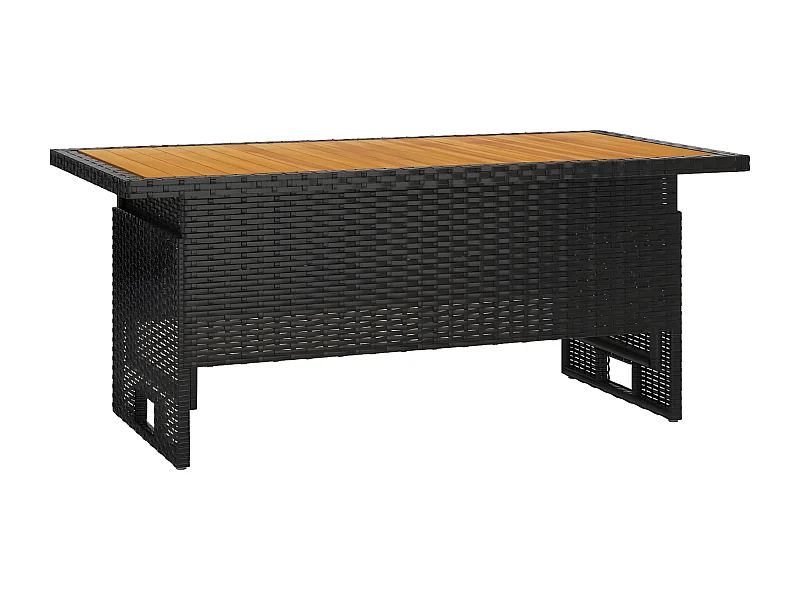 Souad  Gartentisch Schwarz 100x50x43/63 cm Akazienholz & Poly Rattan