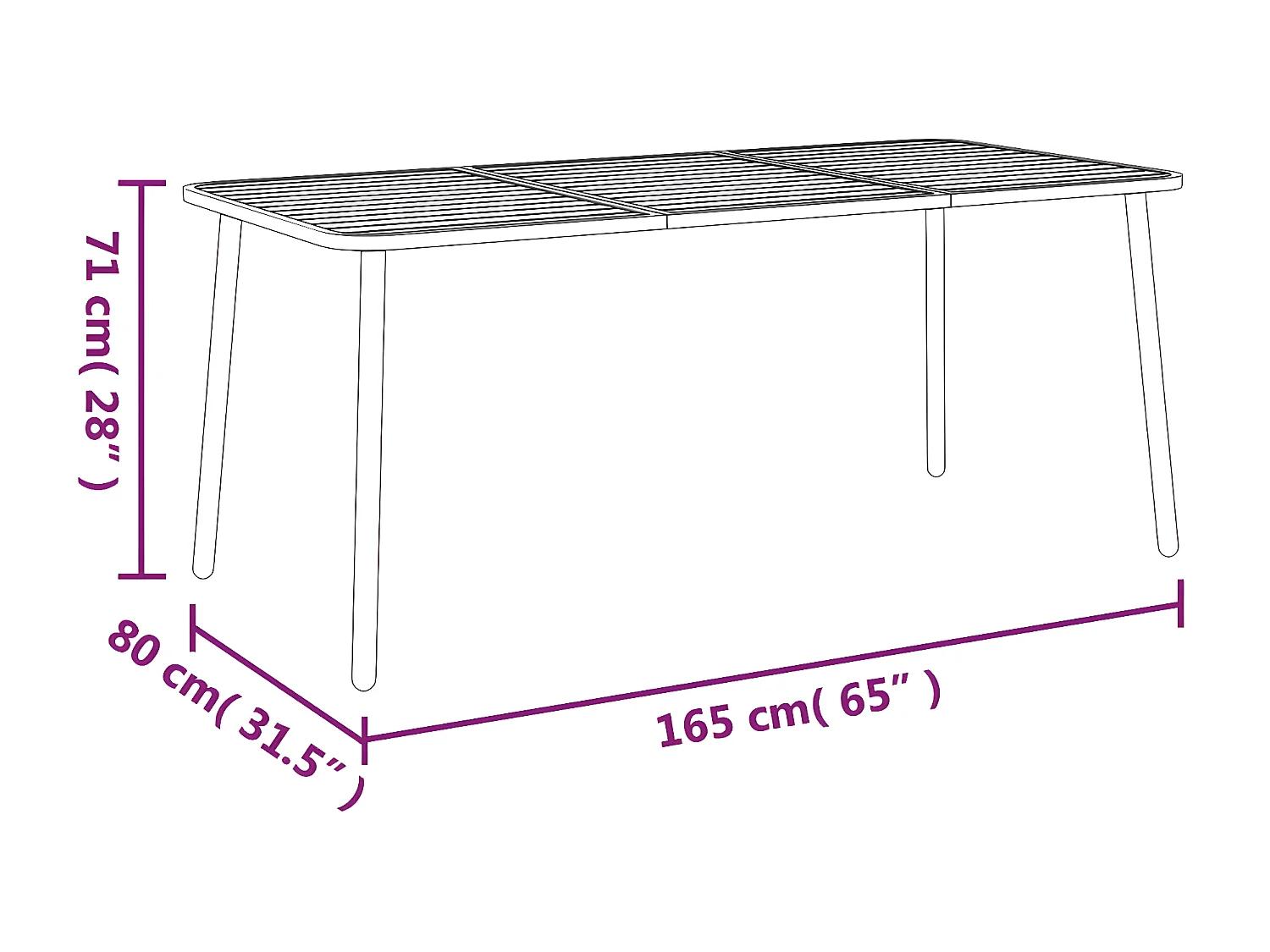 Fairbanks  Table de jardin anthracite 165x80x71 cm acier