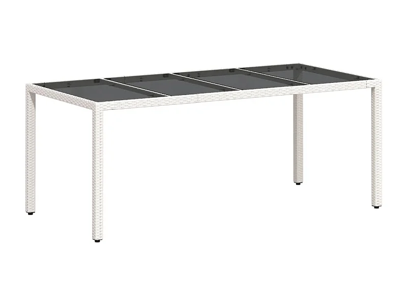 Porin  Tuintafel met glazen blad 190x90x75 cm poly rattan wit
