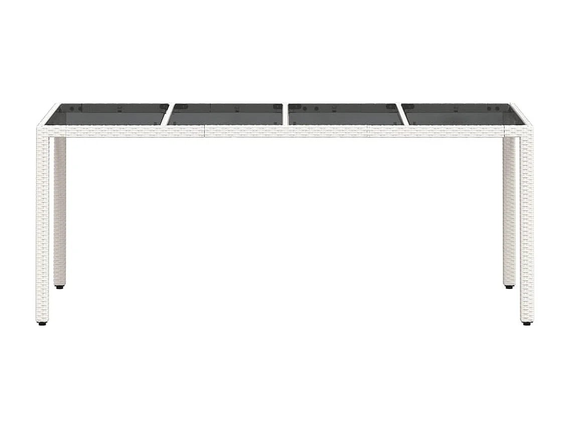 Porin  Tuintafel met glazen blad 190x90x75 cm poly rattan wit
