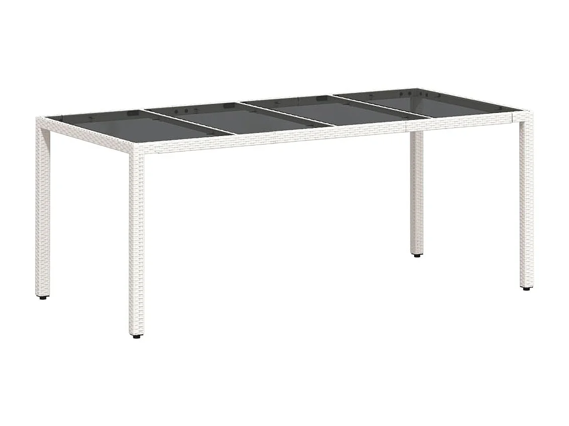 Porin  Table de jardin avec dessus en verre blanc résine tressée