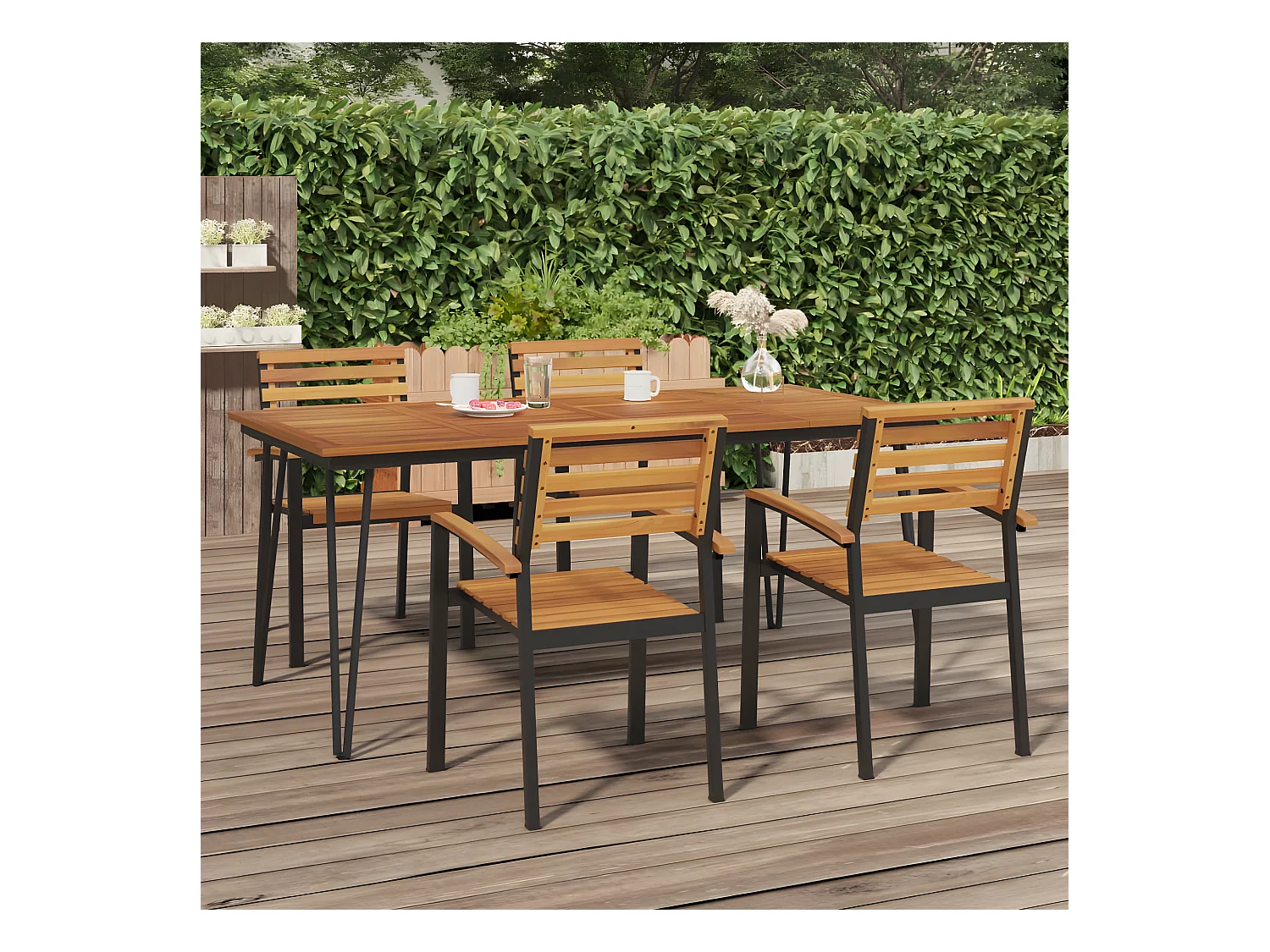 Ivano Franco  Table de jardin avec pieds épingle à cheveux 180x90x75 acacia