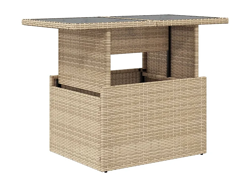 Pyr  Gartentisch mit Glasplatte Beige 100x55x73 cm Poly Rattan