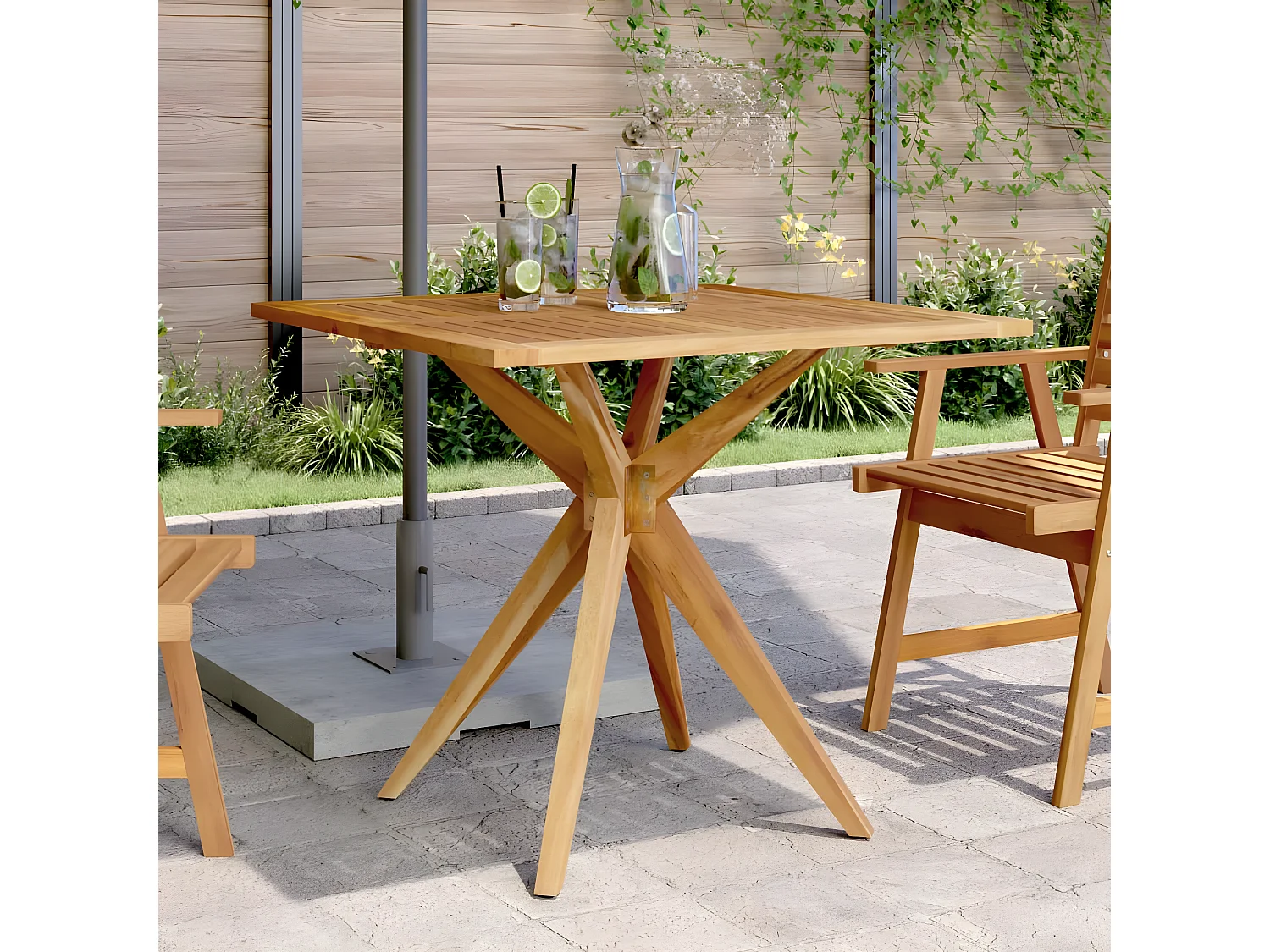 Sol  Table de jardin carrée 85x85x75 cm bois d'acacia solide