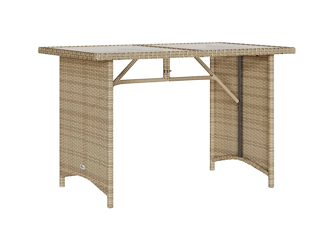 Sylvi  Table de jardin avec dessus en verre beige 110x68x70 cm rotin
