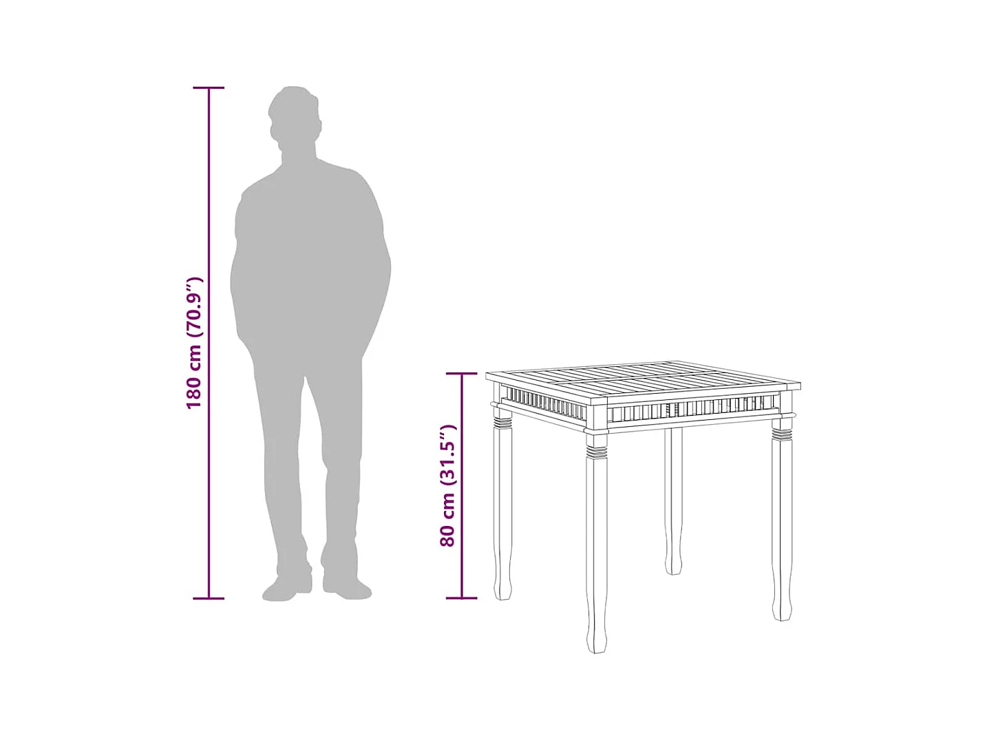 Yunus  Garten-Esstisch 80x80x80 cm Massivholz Teak