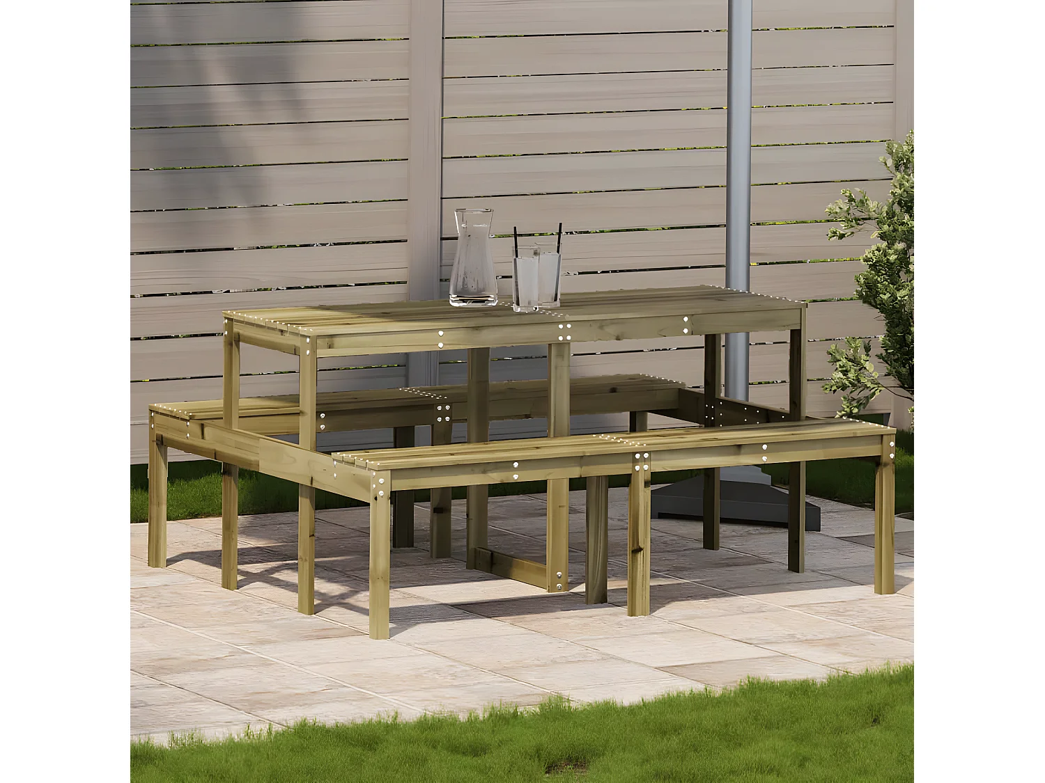 Horrin  Table de pique-nique 160x134x75 cm bois de pin imprégné