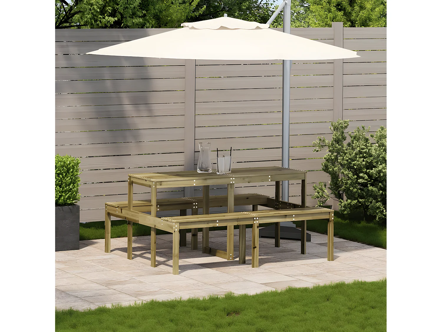 Horrin  Table de pique-nique 160x134x75 cm bois de pin imprégné