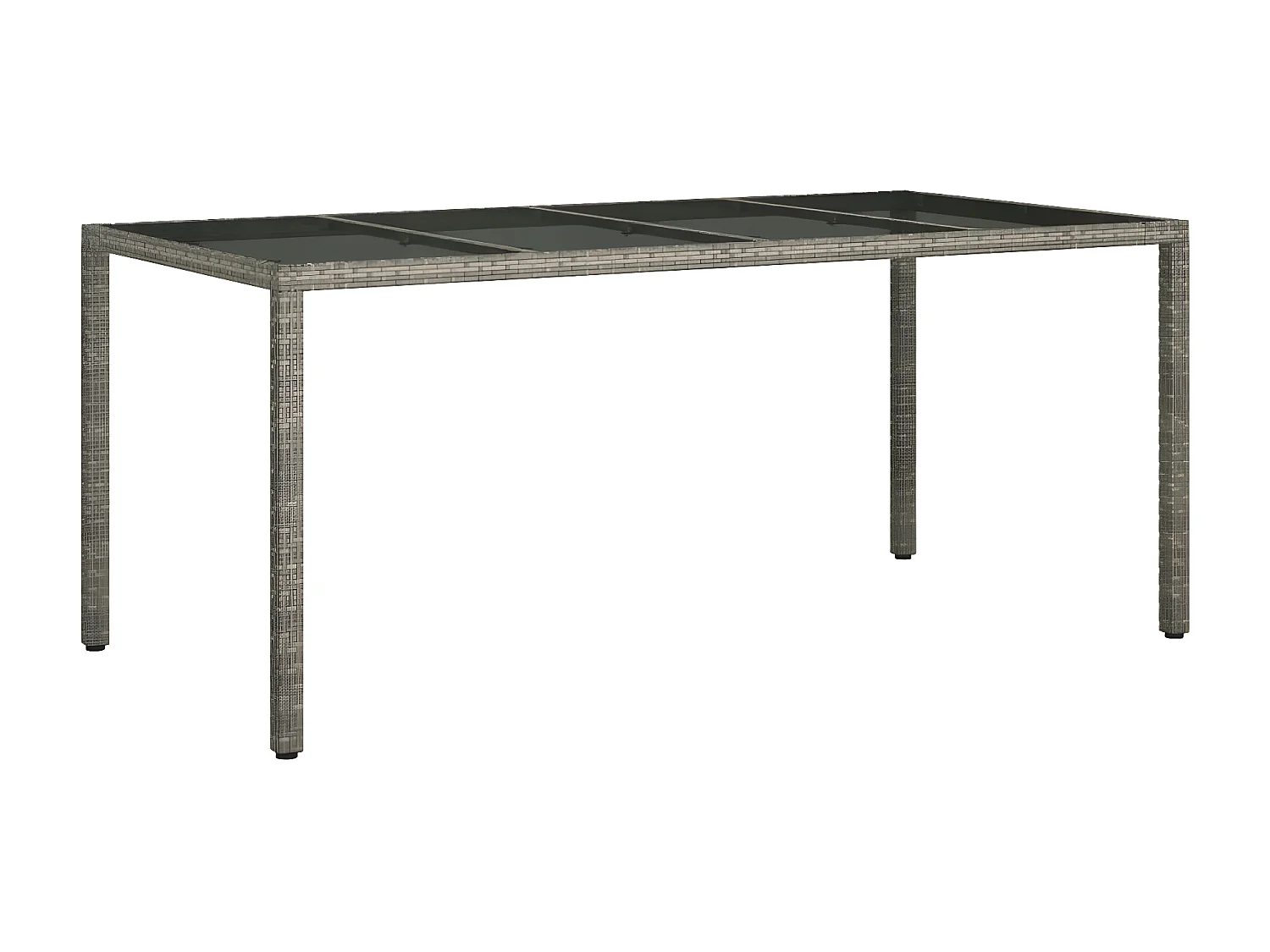 Orson  Tuintafel 190x90x75 cm gehard glas en poly rattan grijs