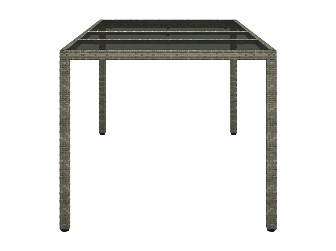 Orson  Table de jardin Gris 190x90x75 cm Verre trempé/résine tressée