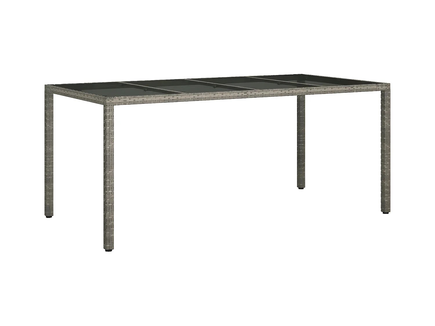 Orson  Table de jardin Gris 190x90x75 cm Verre trempé/résine tressée