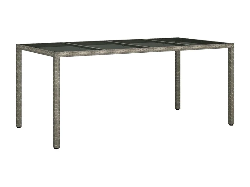 Orson  Tuintafel 190x90x75 cm gehard glas en poly rattan grijs