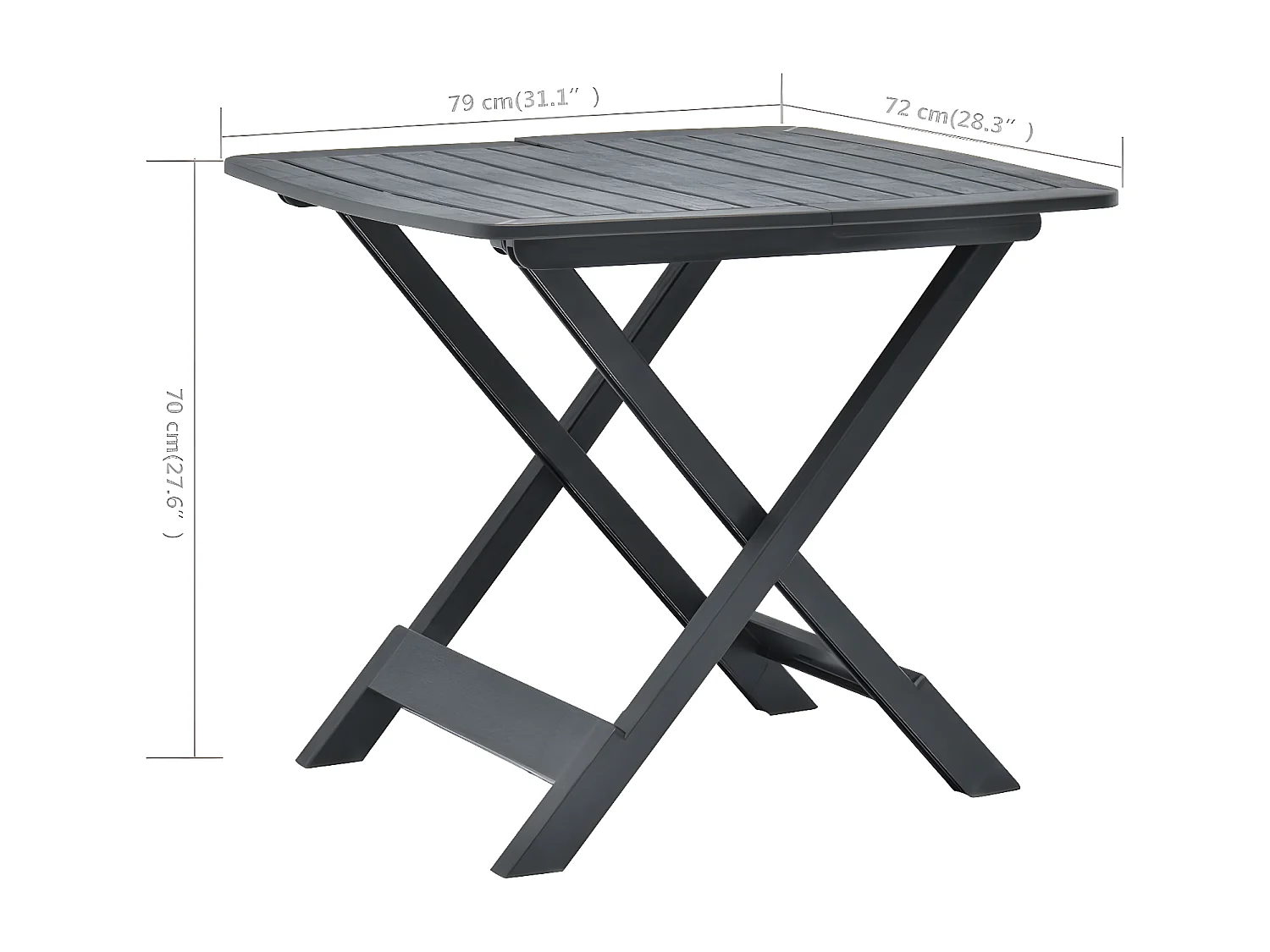 Thylenor  Tuintafel inklapbaar 79x72x70 cm kunststof antraciet
