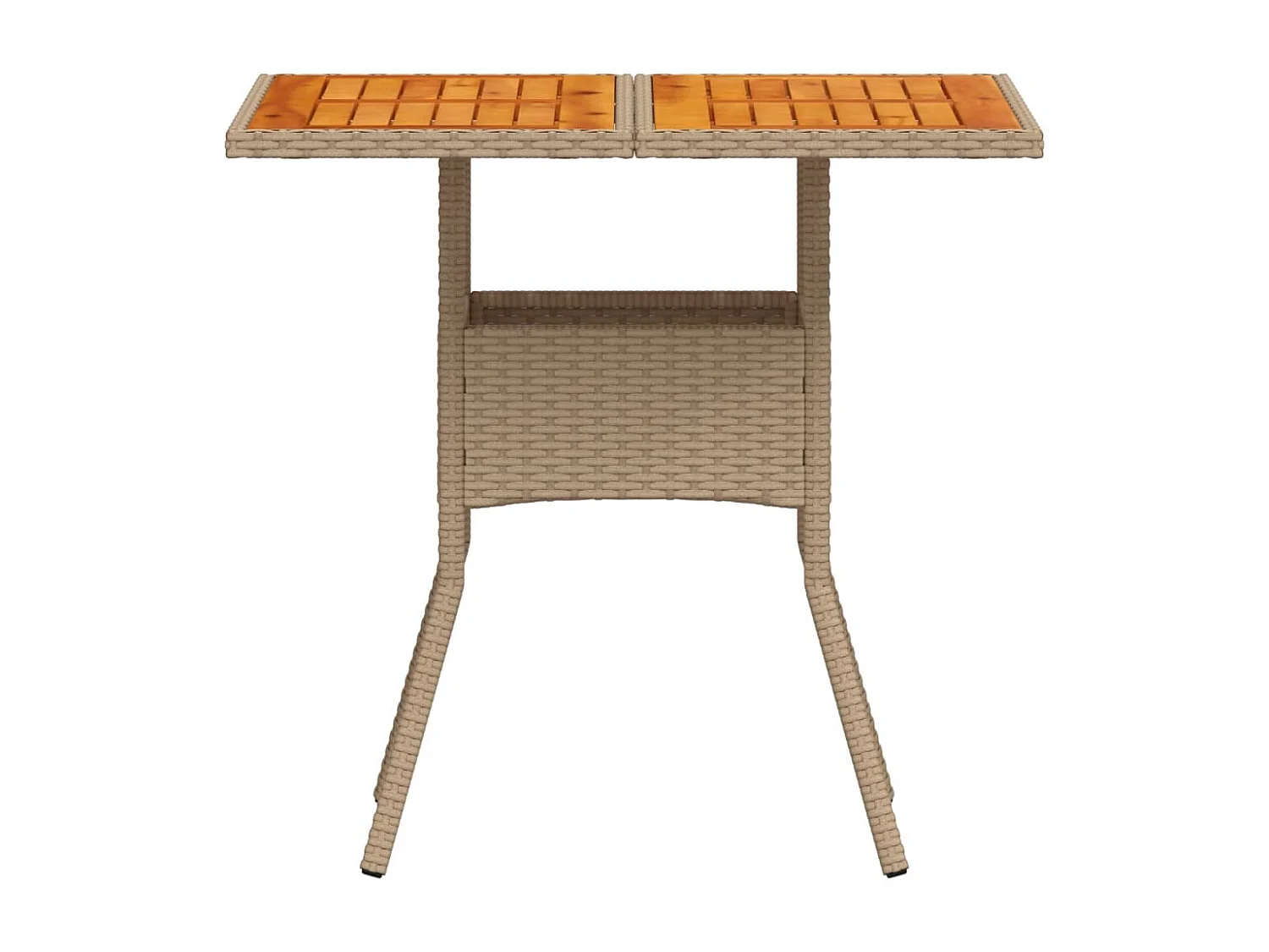 Leila Hope  Table de jardin beige 80x80x75 cm résine tressée et bois acacia