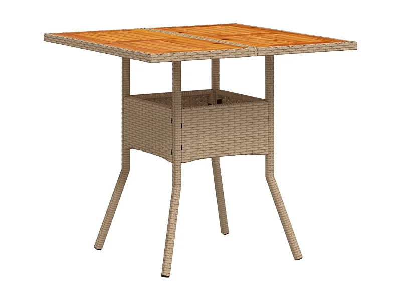 Leila Hope  Table de jardin beige 80x80x75 cm résine tressée et bois acacia