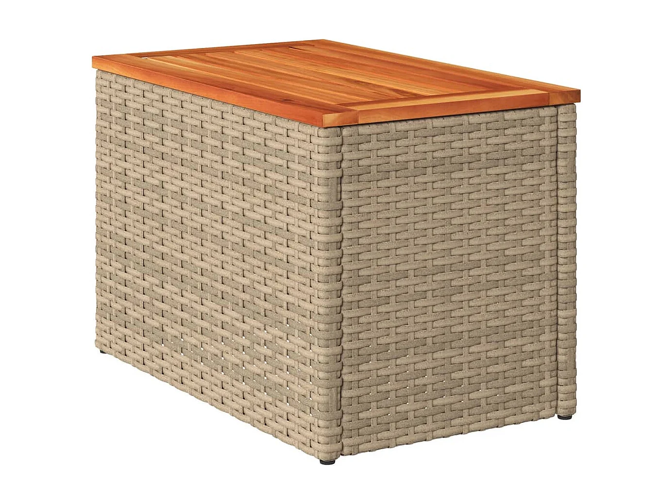 Emely  Tavolini Giardino 2pz Beige 55x34x37 Polyrattan Legno Massello