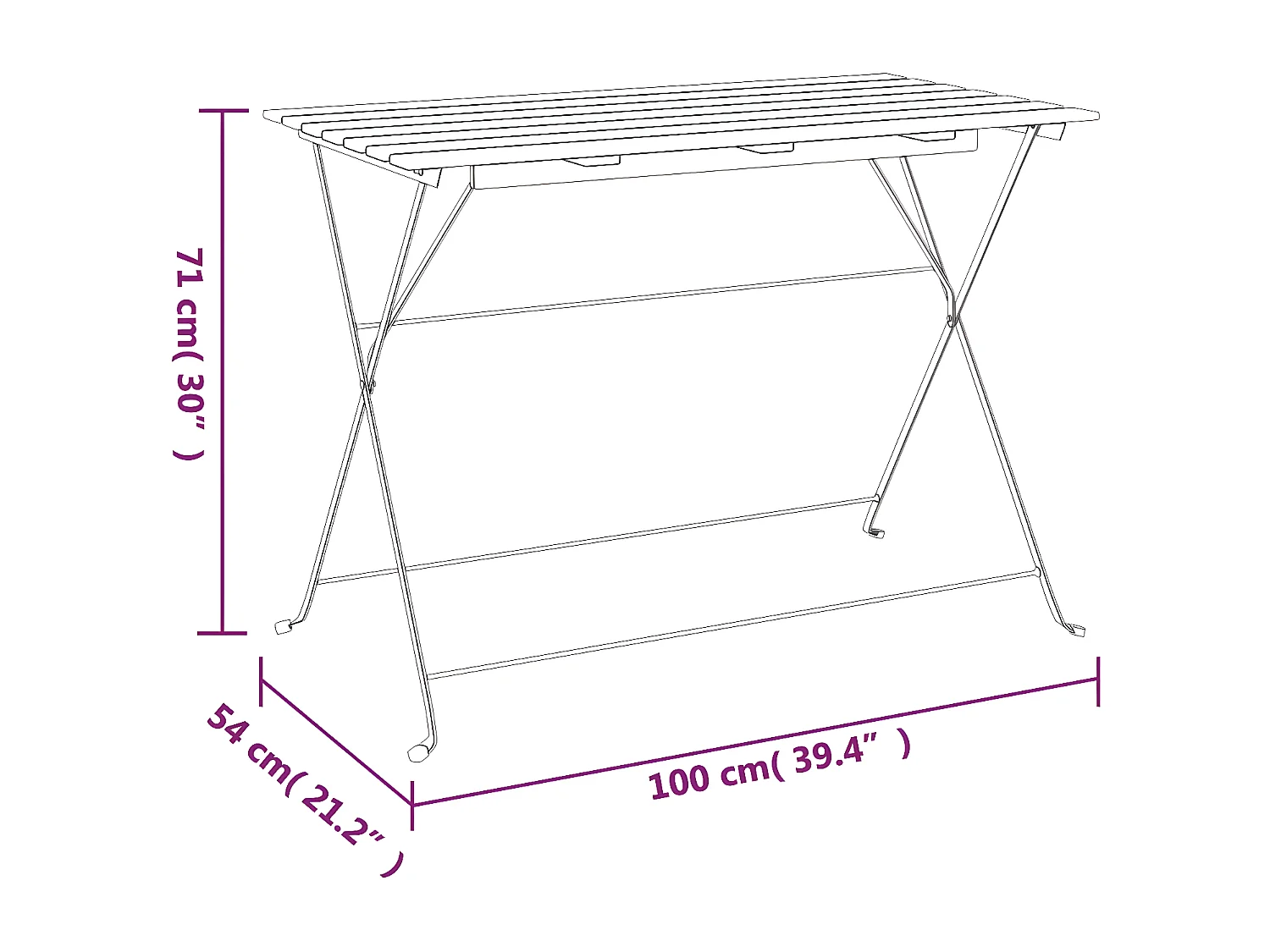 Marc-Joseph-Paul  Table de bistro pliante 100x54x71cm Bois acacia solide et acier