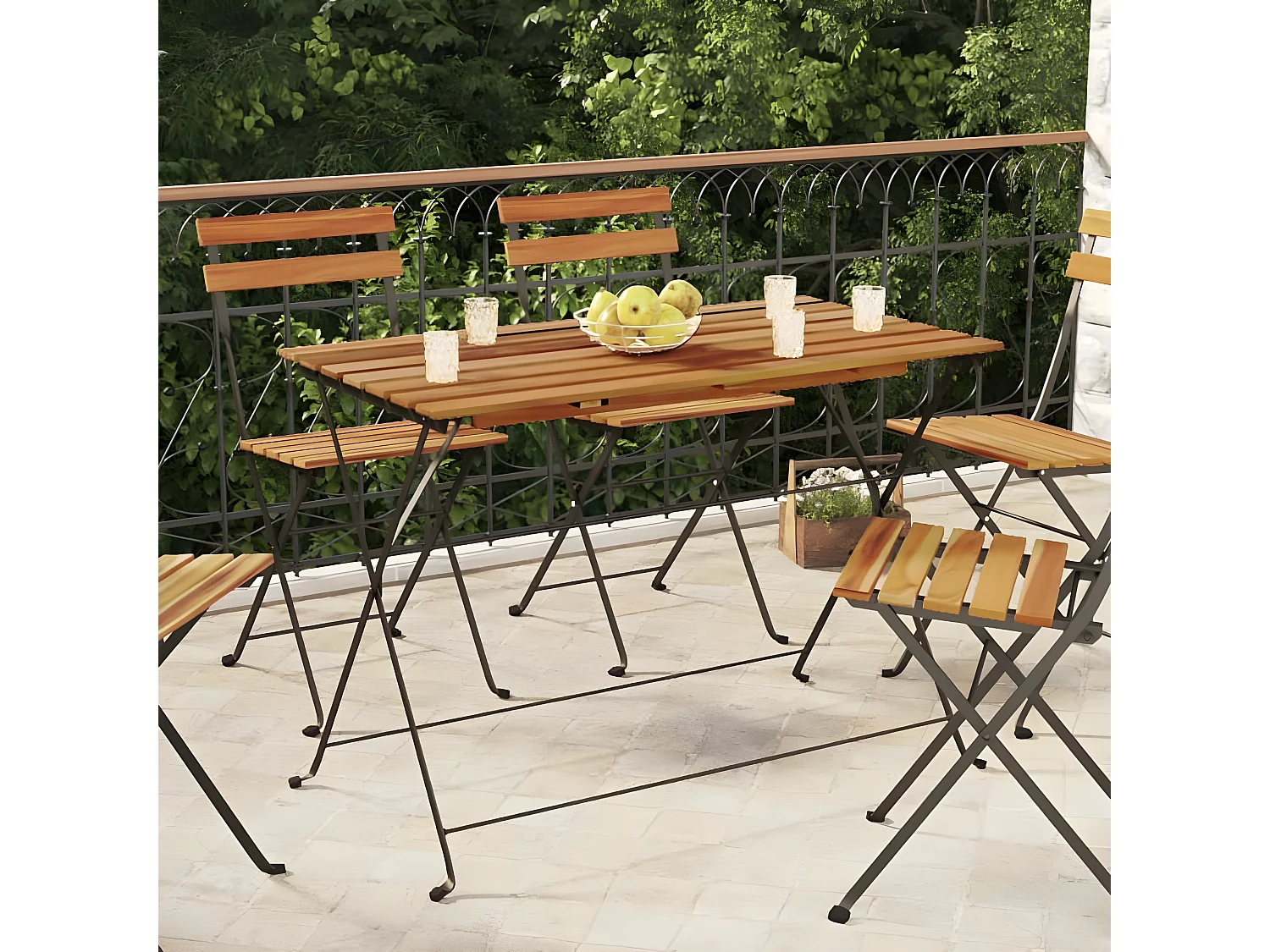 Marc-Joseph-Paul  Table de bistro pliante 100x54x71cm Bois acacia solide et acier