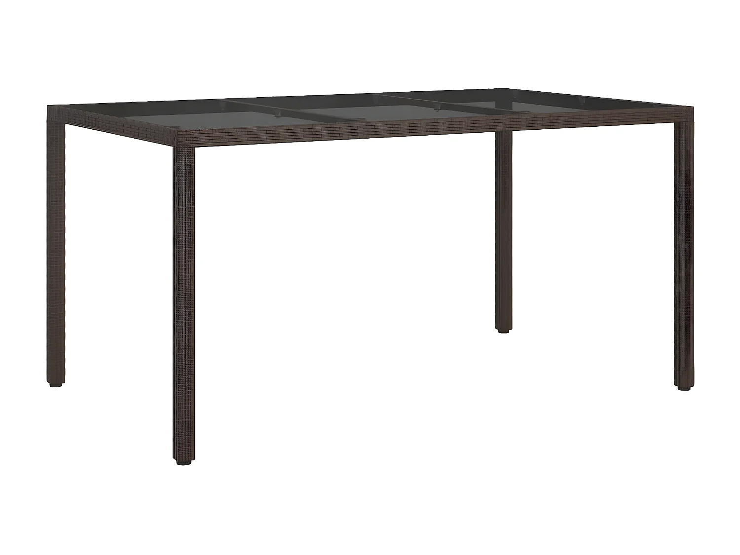 Harko  Table de jardin 150x90x75 cm Verre trempé/résine tressée Marron