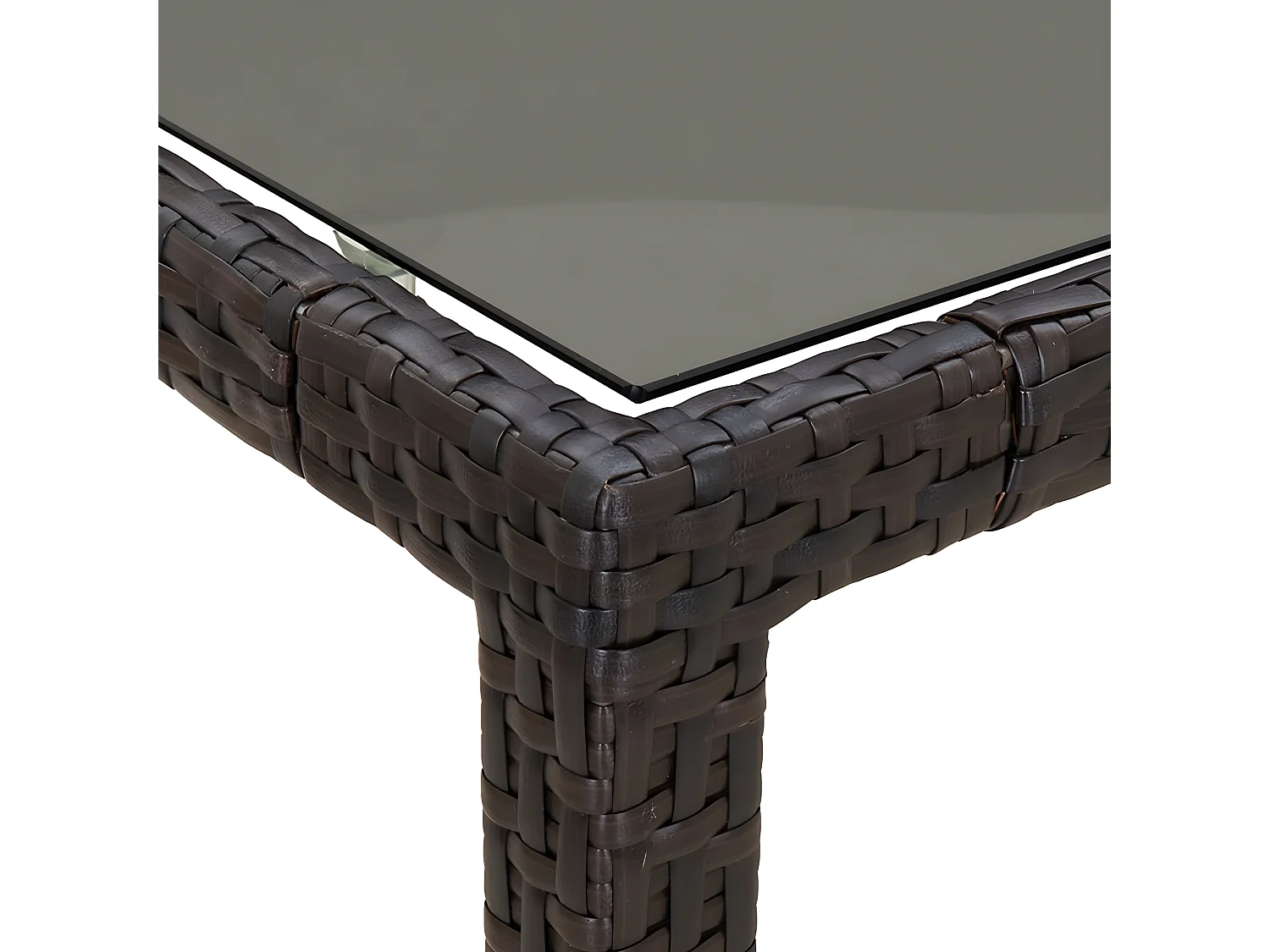 Harko  Table de jardin 150x90x75 cm Verre trempé/résine tressée Marron