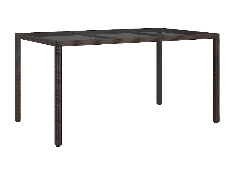 Harko  Table de jardin 150x90x75 cm Verre trempé/résine tressée Marron