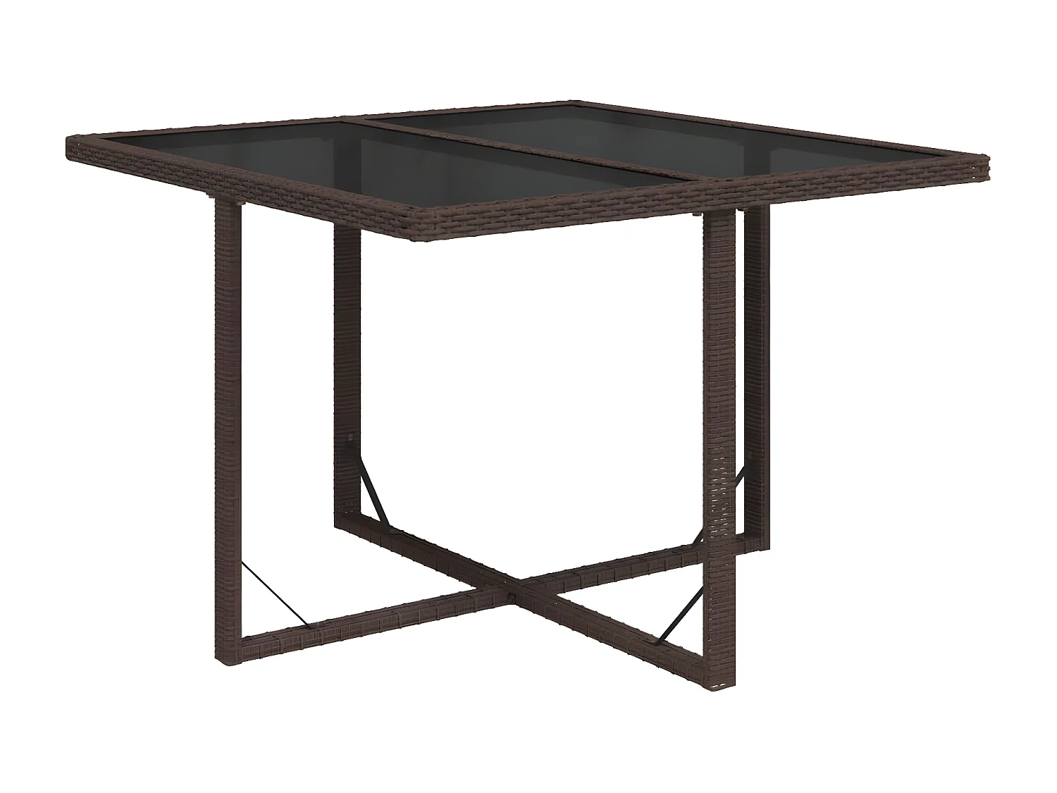 Cihangir  Tavolo da Giardino Marrone 109x107x74 cm in Polyrattan e Vetro
