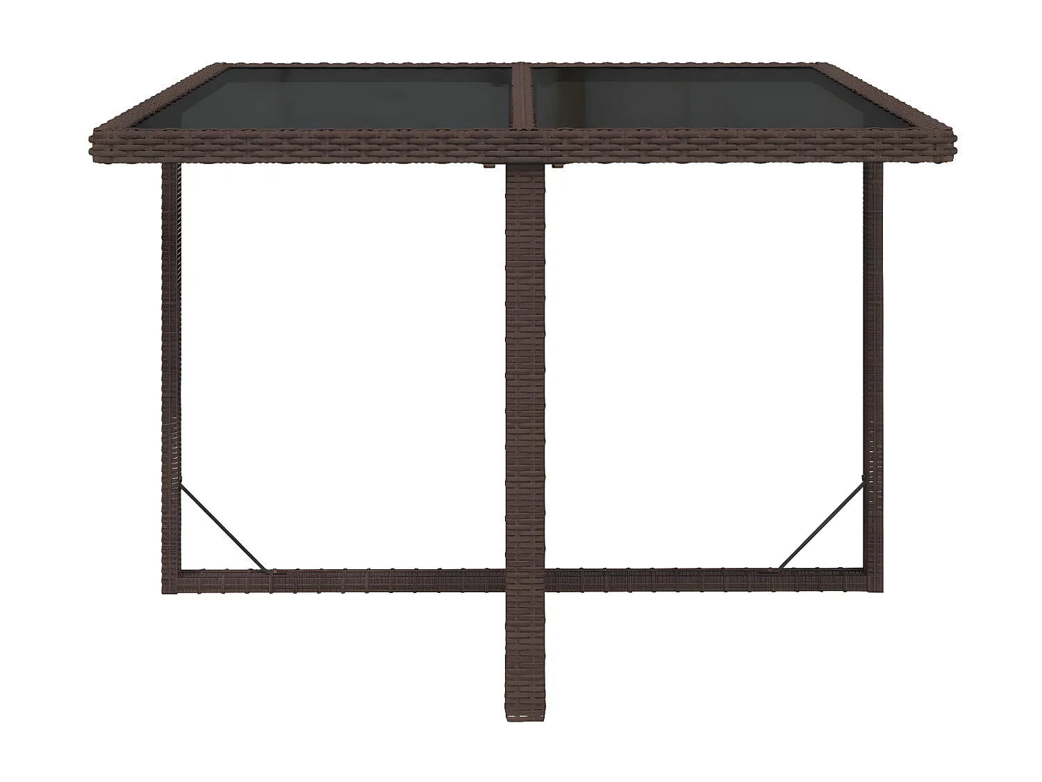 Cihangir  Tavolo da Giardino Marrone 109x107x74 cm in Polyrattan e Vetro