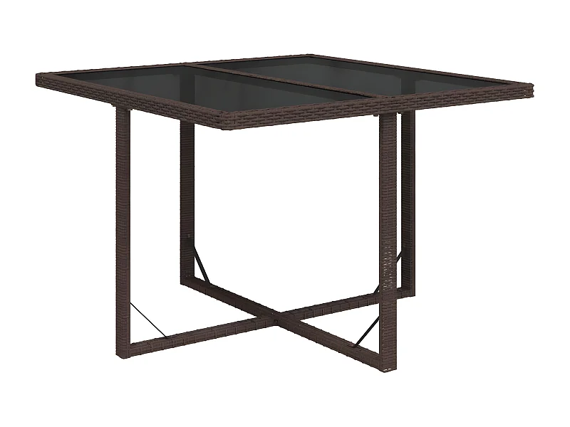 Cihangir  Gartentisch Braun 109x107x74 cm Poly Rattan und Glas
