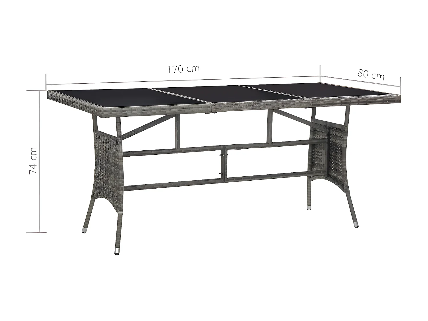 Prolenta Premium -  Tuintafel 170x80x74 cm poly rattan grijs