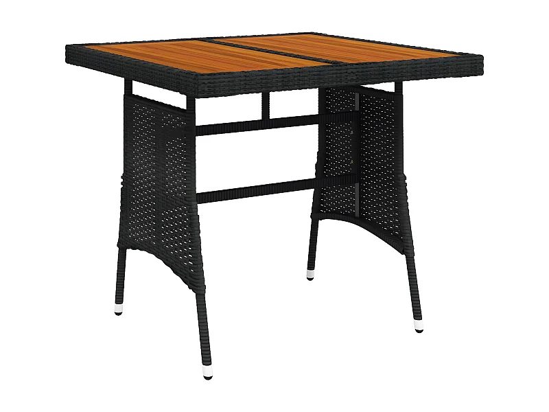 Claude  Tuintafel 70x70x72 cm poly rattan en massief acaciahout zwart