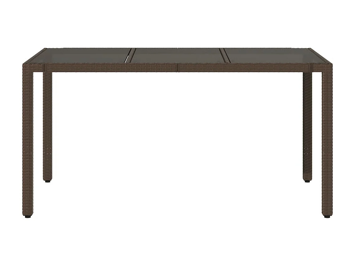 Michiel  Tavolo Giardino Piano in Vetro Marrone 150x90x75 cm Polyrattan