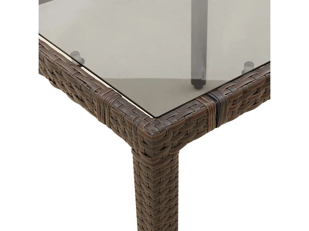 Michiel  Tavolo Giardino Piano in Vetro Marrone 150x90x75 cm Polyrattan