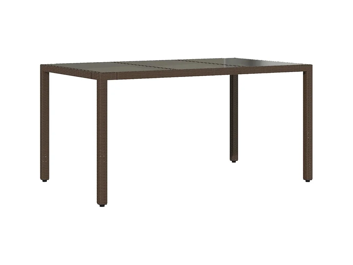 Michiel  Table de jardin avec dessus en verre marron résine tressée