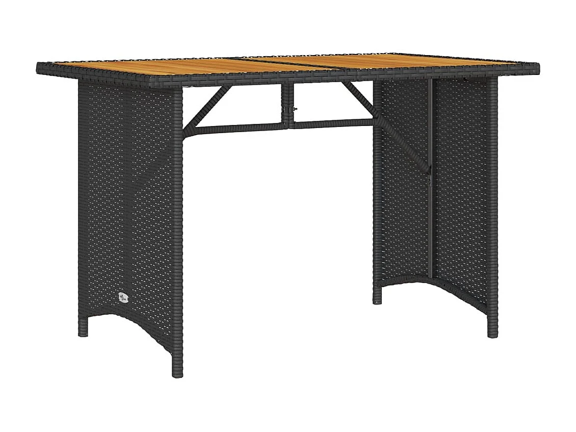 Sylvi  Tuintafel met houten blad 110x68x70 cm poly rattan zwart