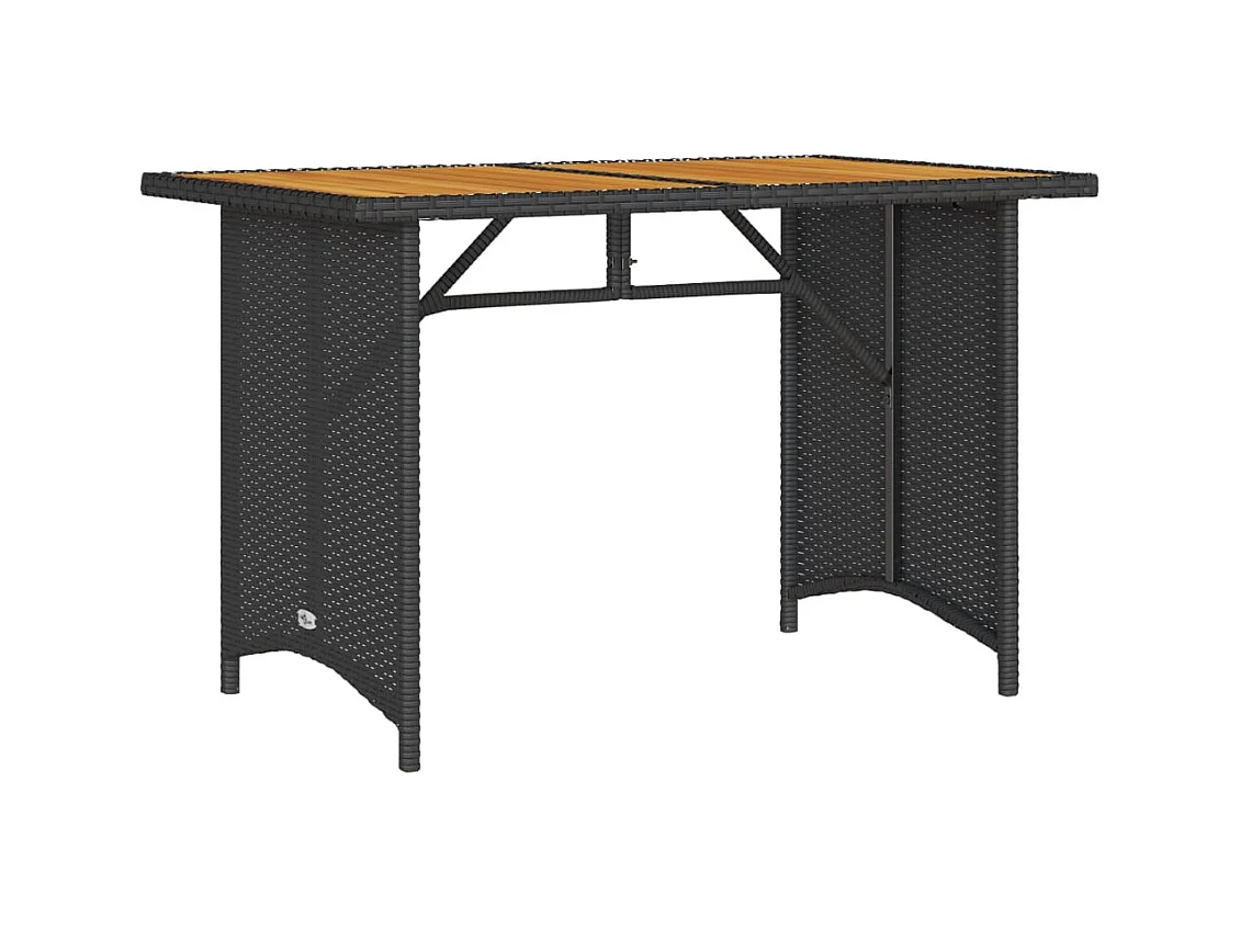 Sylvi  Table de jardin et dessus en bois noir 110x68x70 cm poly rotin