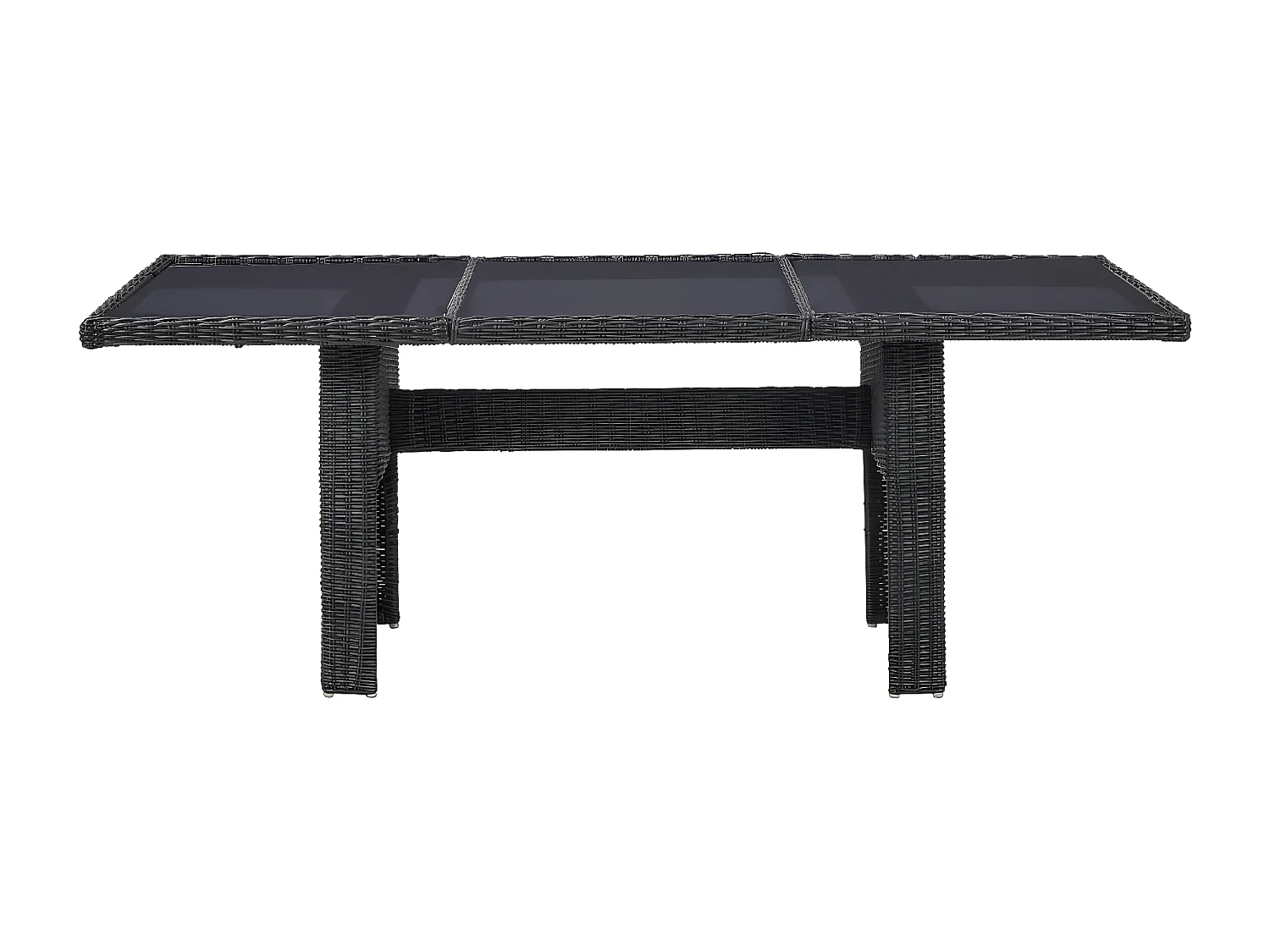 Christina  Tuintafel 200x100x74 cm glas en poly rattan zwart
