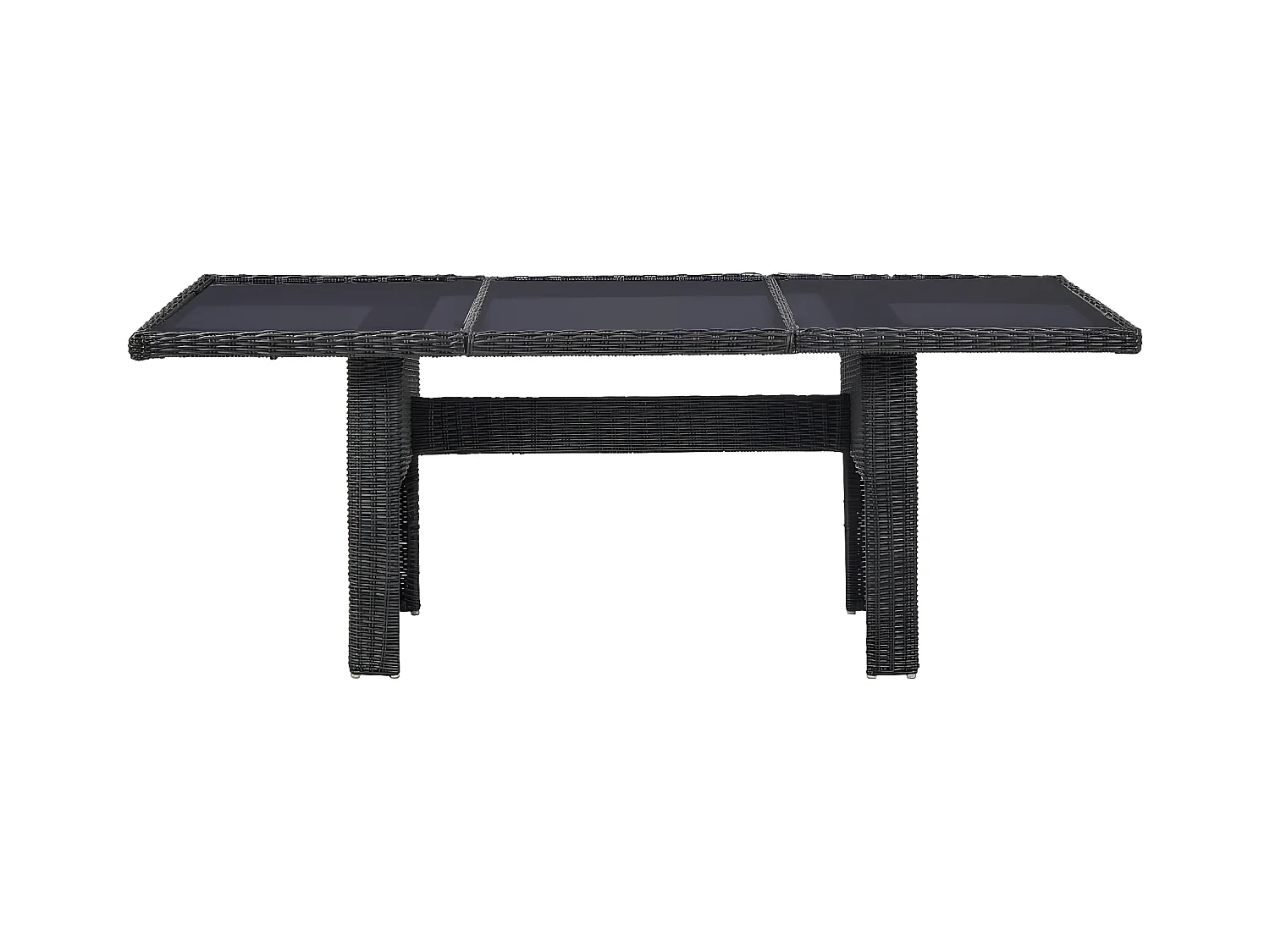 Christina  Tuintafel 200x100x74 cm glas en poly rattan zwart