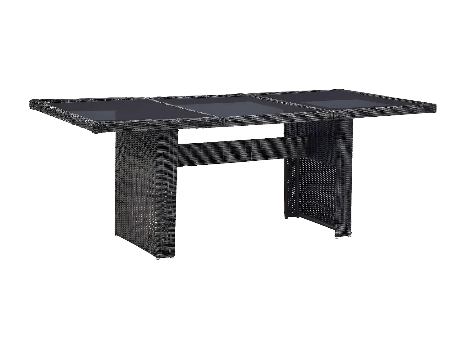 Christina  Tuintafel 200x100x74 cm glas en poly rattan zwart