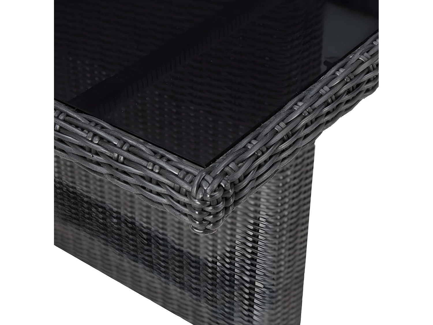 Christina  Tuintafel 200x100x74 cm glas en poly rattan zwart