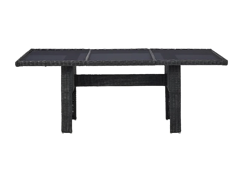 Christina  Table à manger Noir 200x100x74 cm Verre et résine tressée