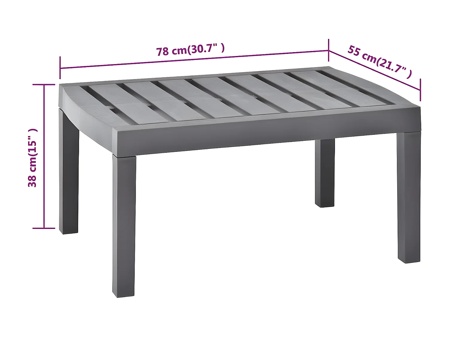 Claire-Odélie  Table de jardin Moka 78x55x38 cm Plastique