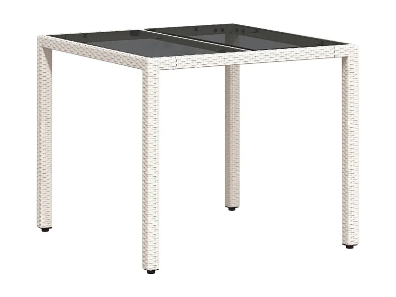 Garden Furniture -  Tuintafel met glazen blad 90x90x75 cm poly rattan wit