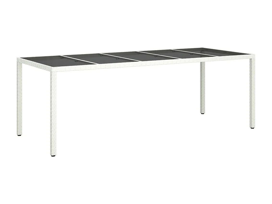 Roos  Table de jardin blanc 250x100x75 cm résine tressée verre trempé