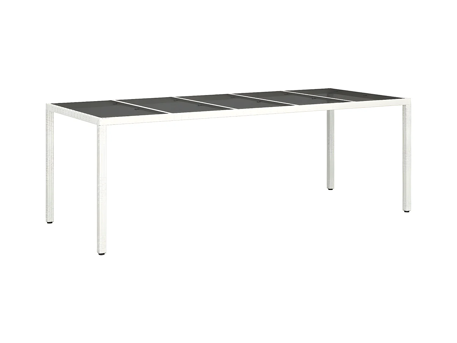 Roos  Table de jardin blanc 250x100x75 cm résine tressée verre trempé