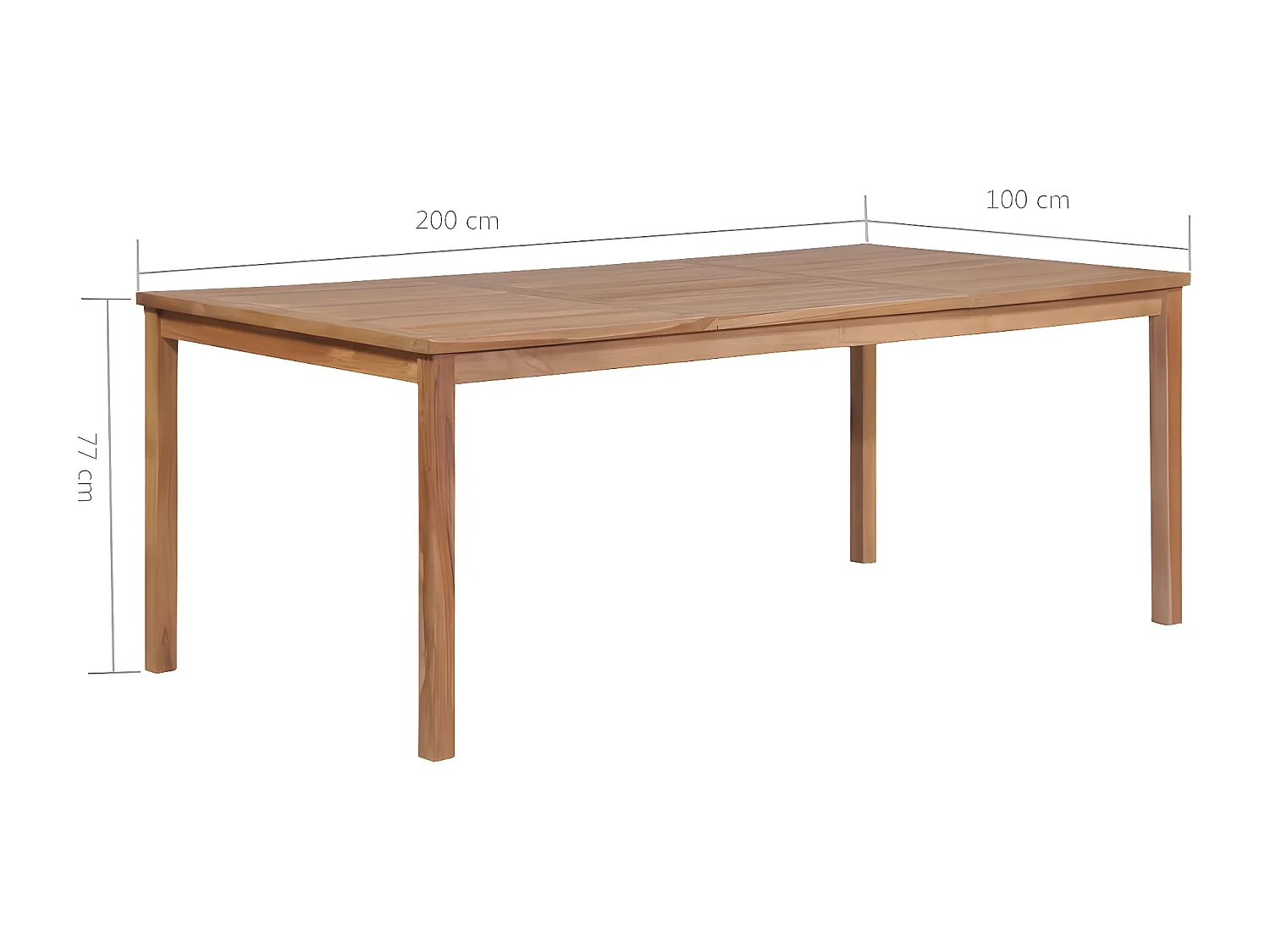 Yvlen  Tavolo da Giardino 200x100x77 cm in Legno Massello di Teak