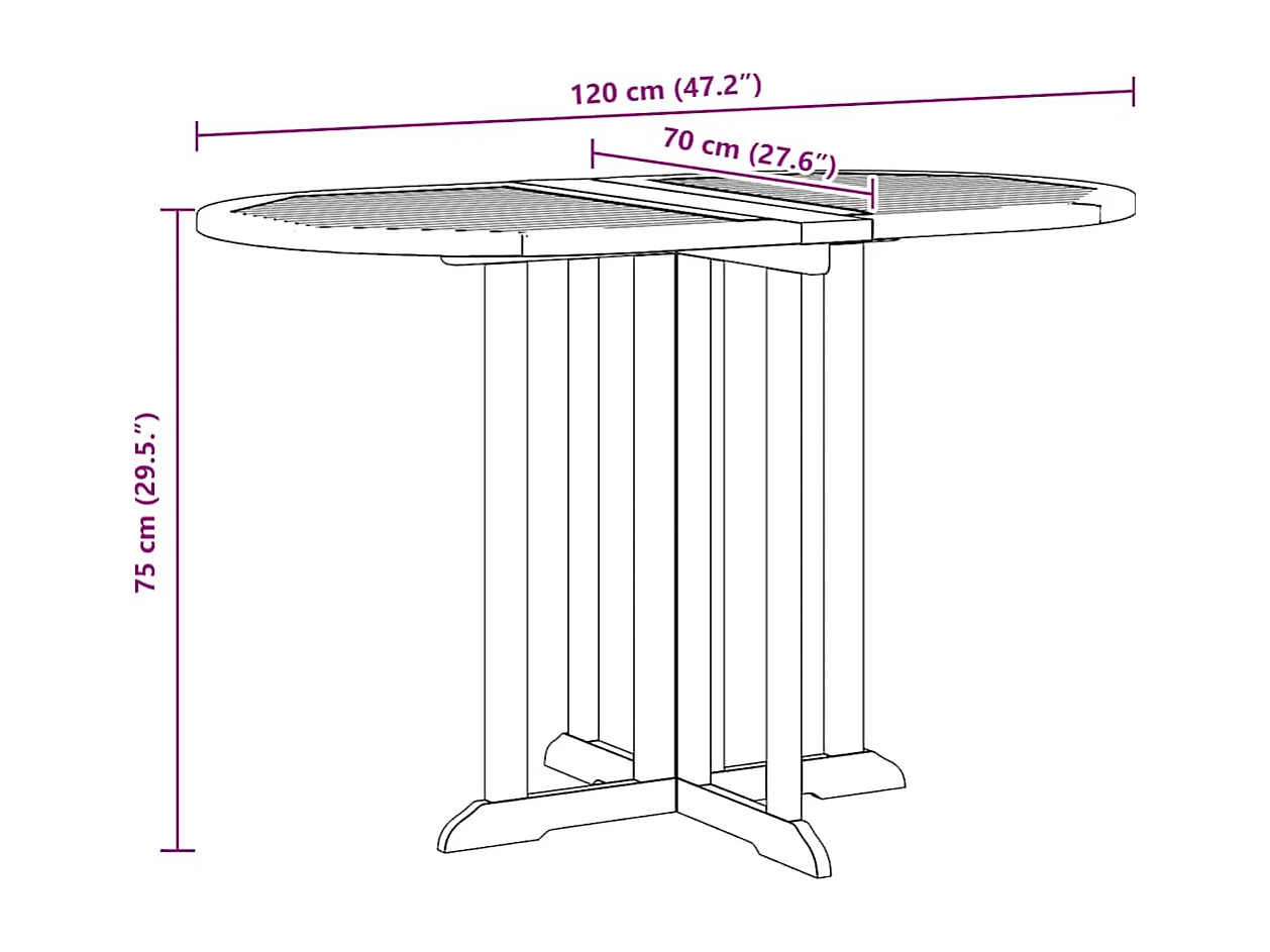 Boolavogue  Tuintafel inklapbaar 120x70x75 cm massief teakhout