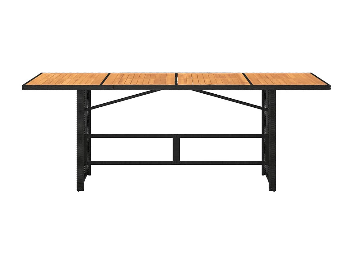 Cavan Lower  Tuintafel met acaciahouten blad 190x80x74 cm poly rattan zwart