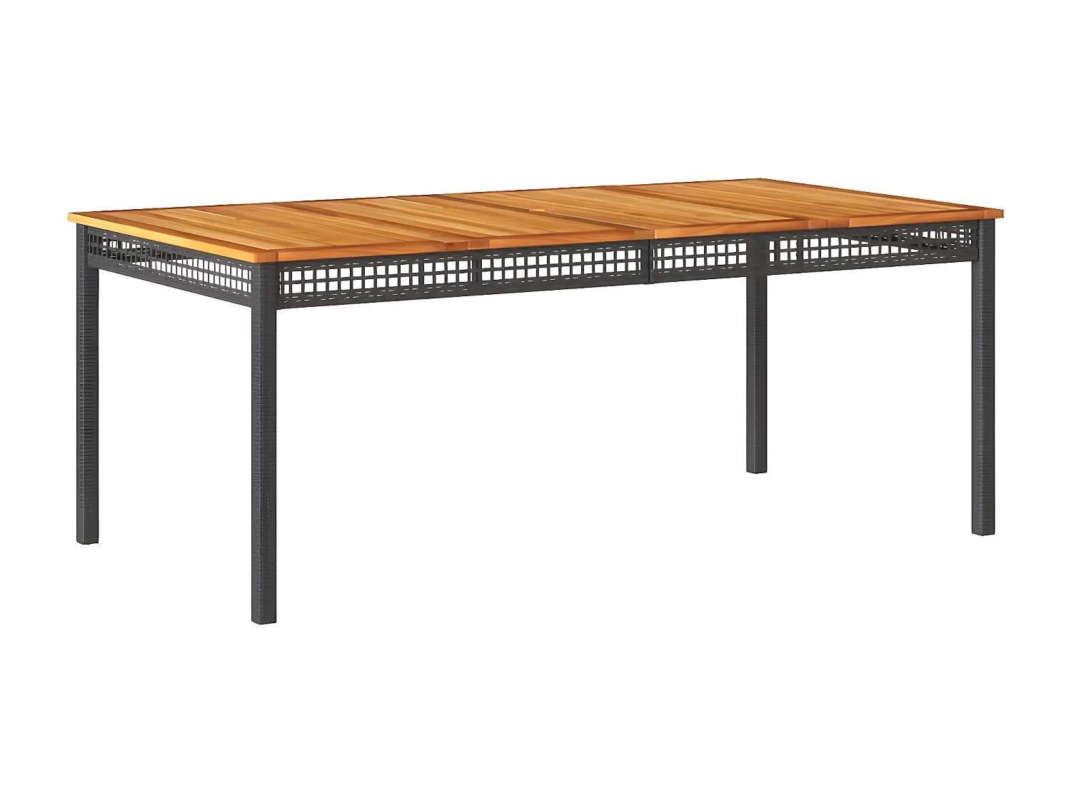 Centreville  Table de jardin noir 180x90x75 cm résine tressée et bois acacia