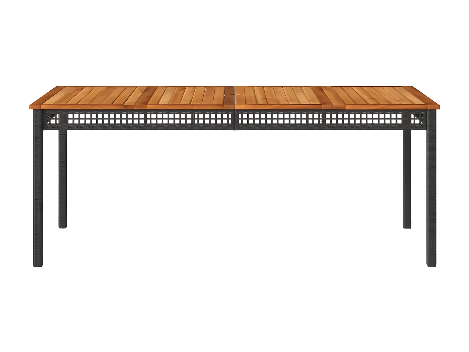 Centreville  Table de jardin noir 180x90x75 cm résine tressée et bois acacia