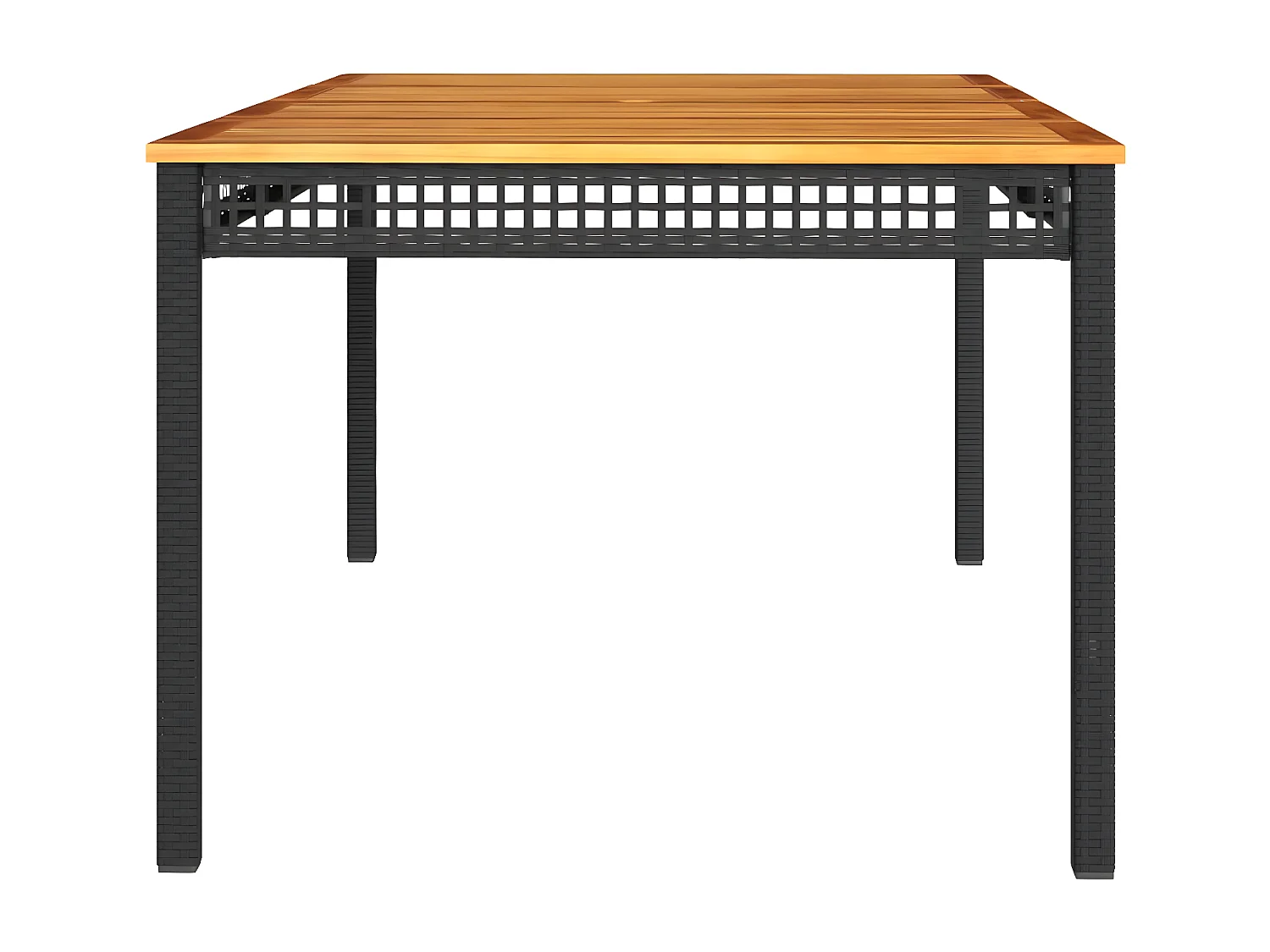 Centreville  Table de jardin noir 180x90x75 cm résine tressée et bois acacia